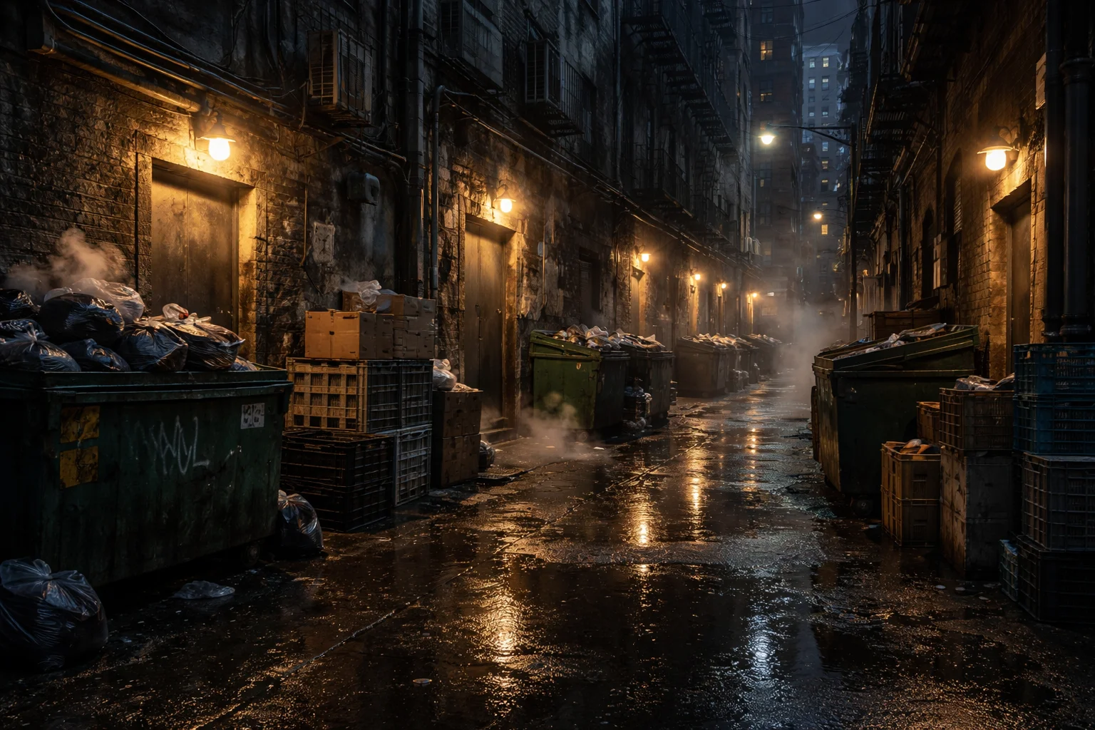 Rainy Back Alley Service Entrance sample image 2