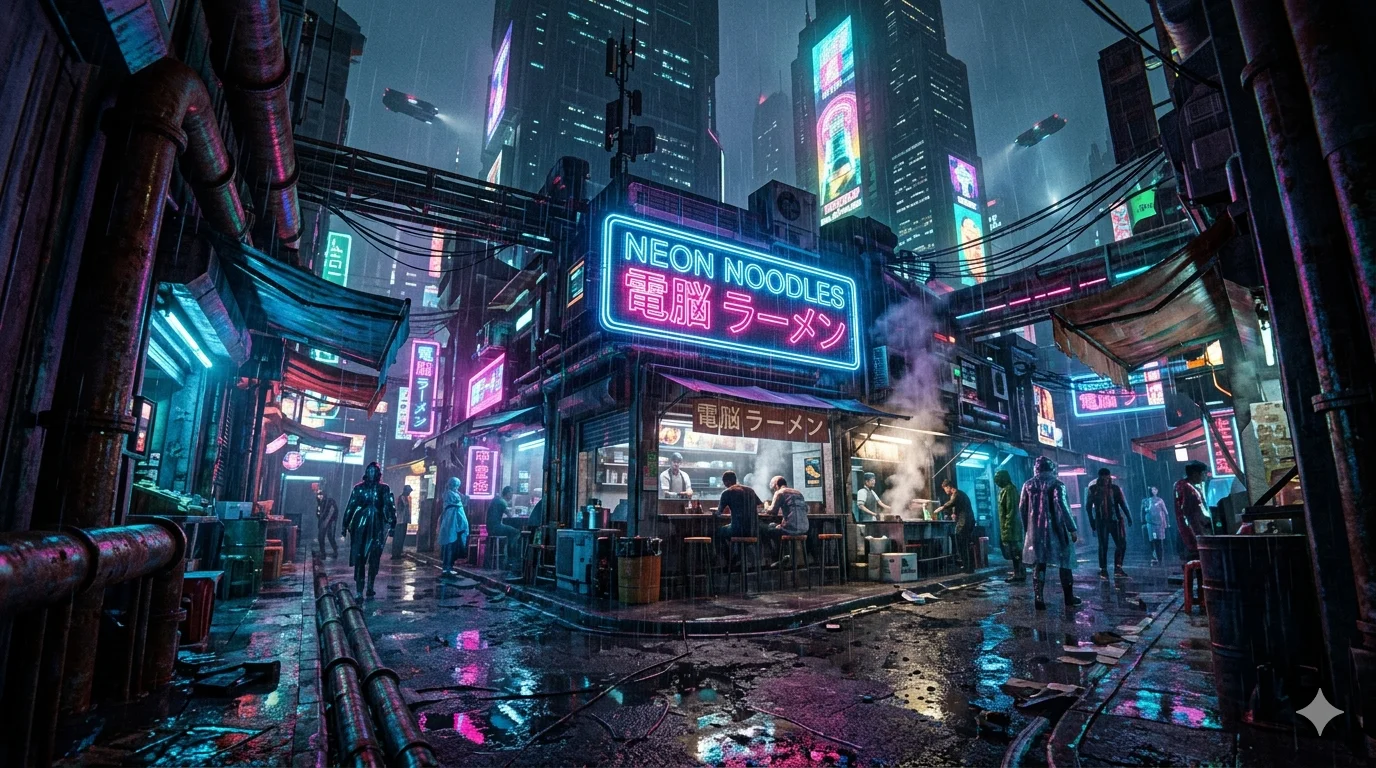 The Neon-Noir Cybernetic Vista