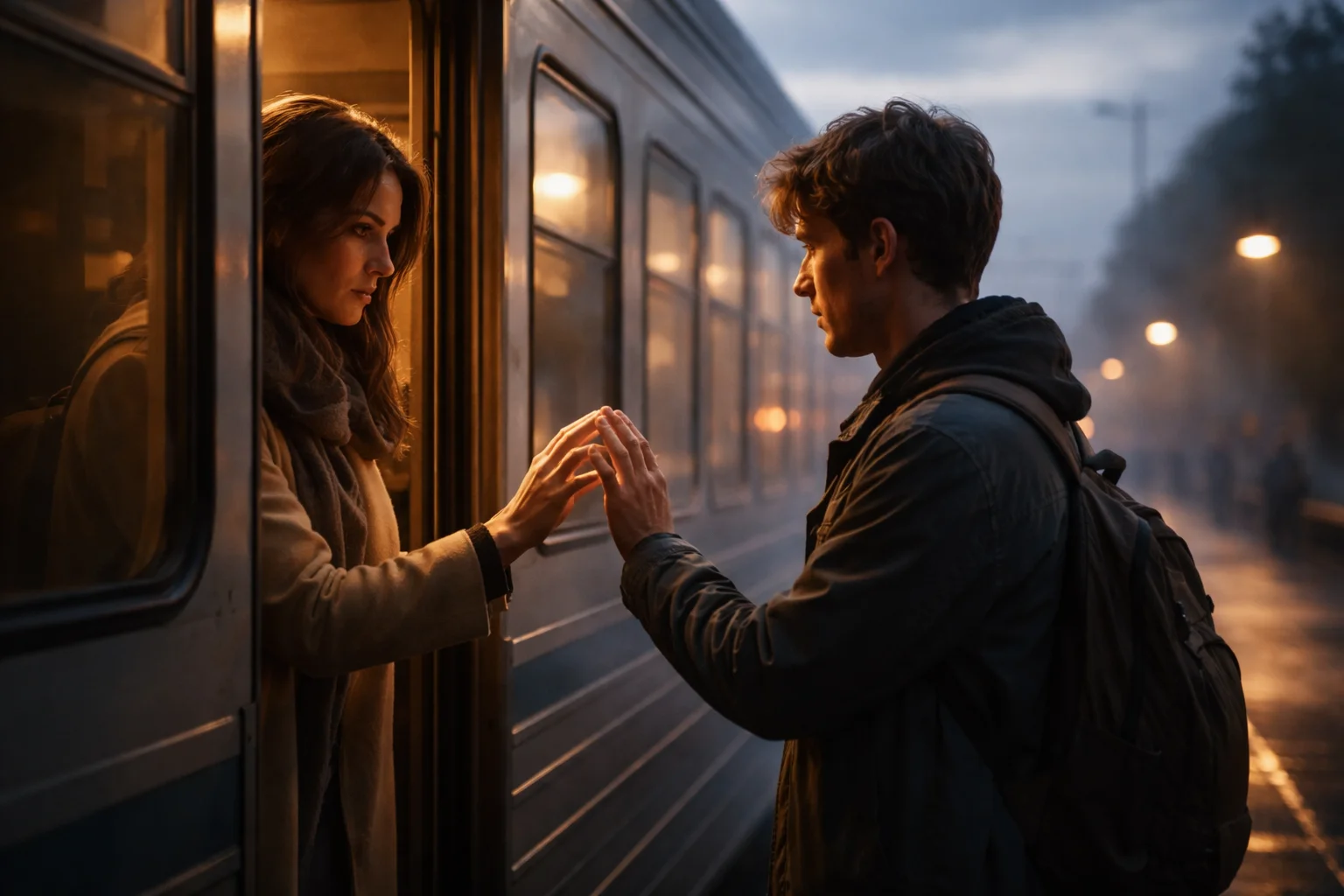 The Last Goodbye at the Train Platform
