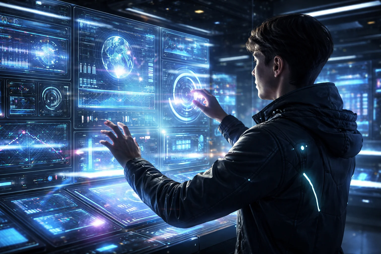 Advanced Holographic Control Interface in a Sci-Fi Environment